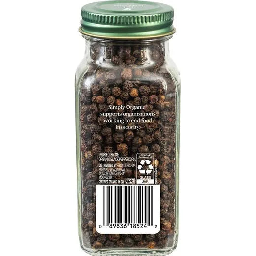 Simply Organic Whole Black Peppercorns 2.65 oz.