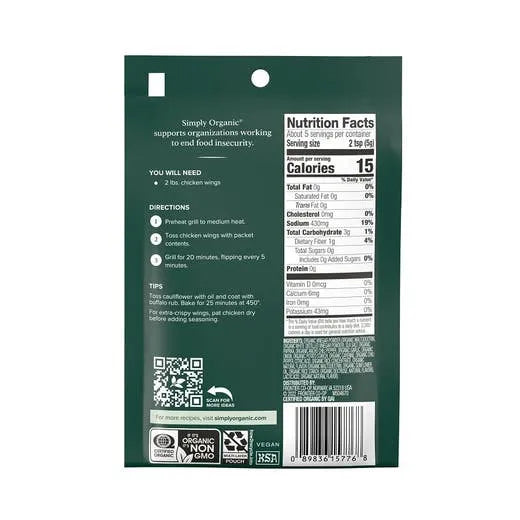 Simply Organic Buffalo Dry Rub 0.95 oz.