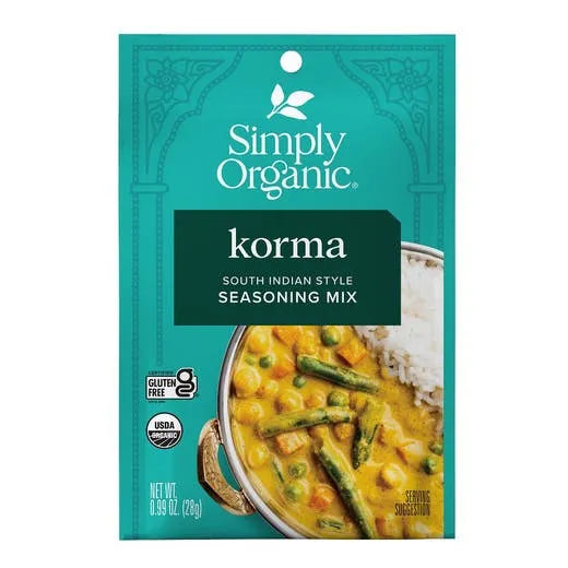 Simply Organic Korma South Indian Style Seasoning Mix 0.99 oz.