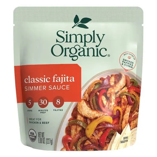 Simply Organic Classic Fajita Simmer Sauce 8.0 fl. oz.